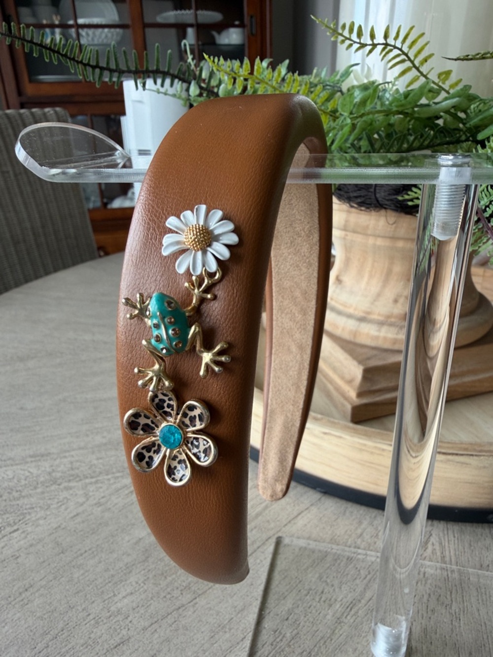 Headband with Floral & Frog Charms